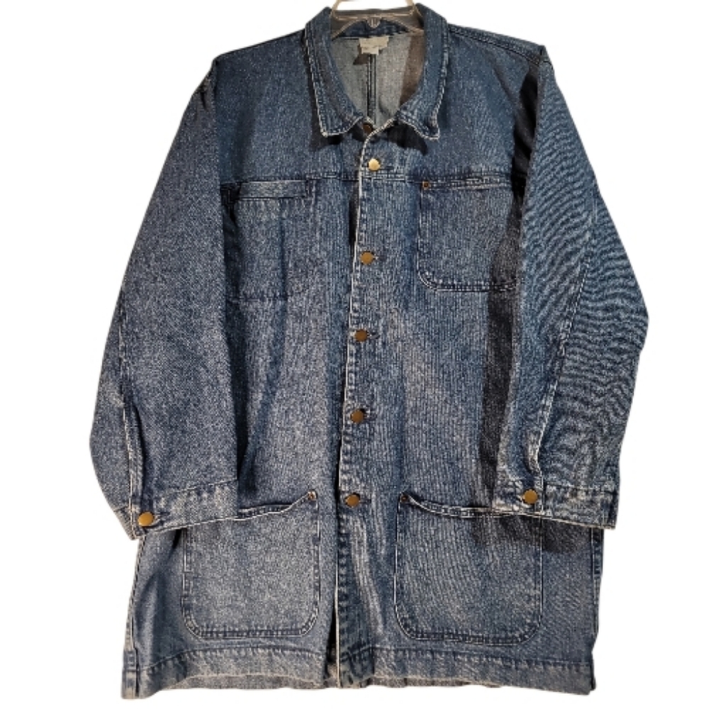 King Size chore coat denim vintage medium blue cowboy country big man barn coat